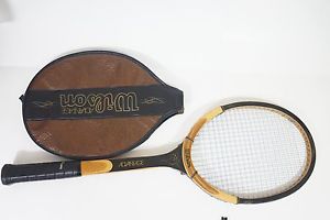Vintage Wilson Advantage 4 5/8 Tennis Racket Strata Bow Wood Leather Made USA