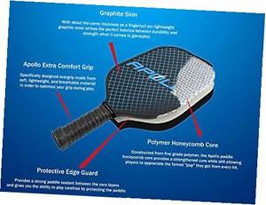 Pickleball Paddle with 2 Pickleballs -  Graphite / Carbon Fiber