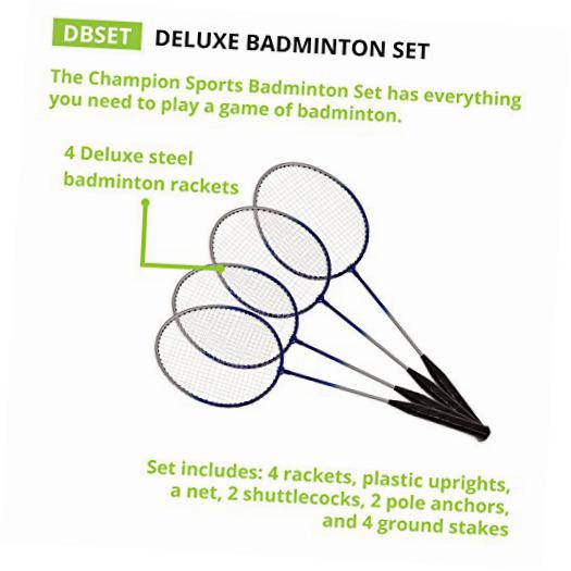 outdoor badminton set: net, poles, 4 rackets, 4 shuttlecocks & bag - portable