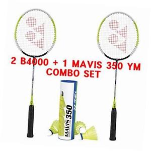 basic 4000 mavis 350 yellow medium badminton combo set