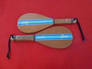 JOKARI PRO SET WOOD RACQUET BALL PADDLES KYLE ROTE JR VINTAGE 1970S PADDLE NICE!
