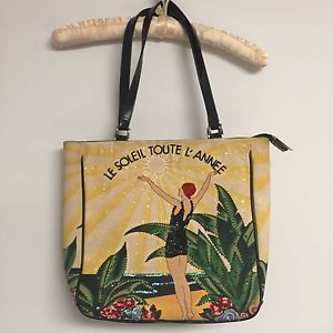 French Riviera "Le Soleil Toute L'Année" Beaded Braciano Tote Bag