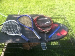 Lot of 2 racquetball rackets with 2 covers Ektelon, and Speedminton