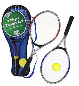 Niños Metal Junior Tennis Set De 2 Raqueta Raquetas Pelota Aire Libre