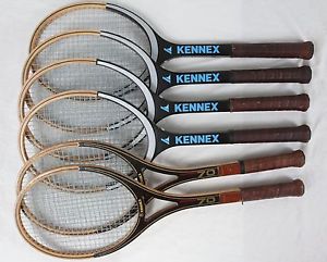 Vintage Lot (6) Kennex Wood Graphite Composite Tennis Racquet Standard Grapower