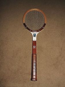 VTG WILSON Wood Tennis Racquet Chris Evert Autograph Leather Grip 4-1/4 Racket