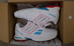 NEW BABOLAT SIZE 2 GIRLS PROPULSE TEAM BPM JUNIOR TENNIS SHOES WHITE PINK BLUE