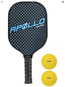 Apollo Pickleball Paddle with 2 Pickleballs - Apollo Graphite / Carbon Fiber