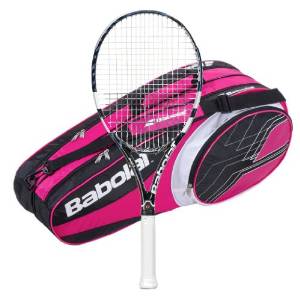 Babolat 2014 Pure Drive Lite GT Strung Tennis Racquet with 6 Racquet Bag (Pink, 4-1/4)