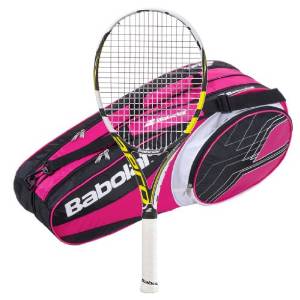 Babolat 2014 Aeropro Lite GT Strung with 6 Racquet Tennis Bag (Pink, 4-1/8)