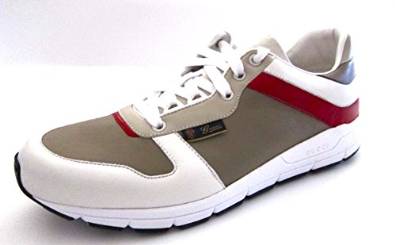 Gucci Miros Mens White Beige Red Tennis Shoes Made in Italy