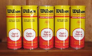 (5) Vintage Sealed Unopened Wilson Championship Tennis Ball Cans Near Mint Cond