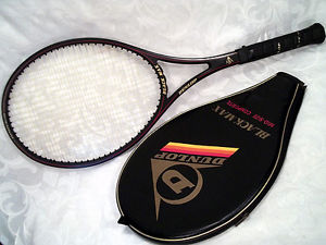 Vtg 1980s Dunlop Black Max Mid-Size Graphite Glass Composite Tennis Racket