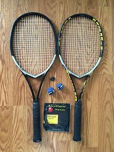 2 Used Volkl Tour 10 V-Engine Mid Racquets + One Set Of FREE Kirschbaum Strings