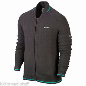 New Nike Mens Premier RF Roger Federer Tennis Knit Sweater Grey Green Sz Medium