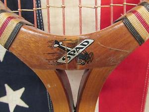 Vintage Cragin Simplex Antique Wood Tennis Racquet Spad Great Airplane Logo Nice