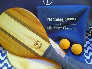 Frescobol Carioca Veuve Clicquot Trancoso Wooden Beach Bat and Ball Set Handmade