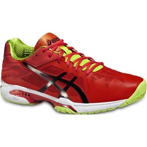 ASICS Gel Solution Speed 3 rojo/fluor PISTA DURA. Zapatillas padel tenis