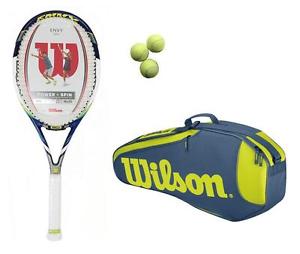Wilson Envy Azul Raqueta De Tenis Set con Wilson 3 Funda De Raqueta + 3 Bolas
