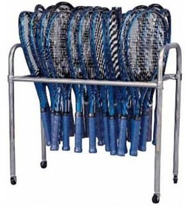New  Racquet Cart For 64 Tennis Rackets or 100 Table Tennis Paddles Gray Steel