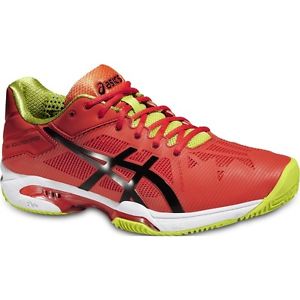 ASICS Gel Solution Speed 3 rojo/fluor TIERRA BATIDA. Zapatillas padel tenis