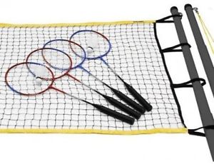 Fun 4 Player Recreational Badminton Set Racket Net Rackets Shuttlecocks Game