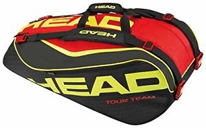 HEAD 283635 2015 Extreme 9R Supercombi Tennis Bag (Black/Red/Yellow)