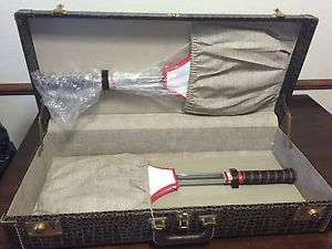 Vintage Faux Alligator Tennis Suitcase w/ 2 Garcia X-15 Tennis Racquets NOS