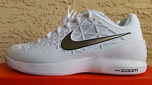 NIKE ZOOM CAGE 2 MENS TENNIS SHOES WHITE METALLIC SILVER 705247 100