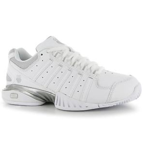 K Swiss Receiver 3 Tennis Shoes Womens White/Silver Trainers Sneakers