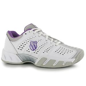 K Swiss Big Shot Tennis Shoes Womens White/Purple Trainers Sneakers