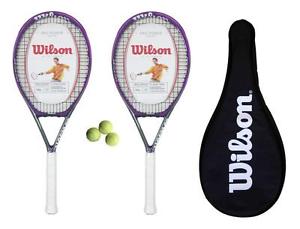 2 Wilson Pro Power Lite 110 Raquetas De Tenis + Funda Para Palos + 3 Pelotas