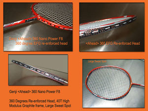 Genji Ahead 360 Nano F8 + Nano 1600 + White Plastic Shuttlecocks + Bag & Grip