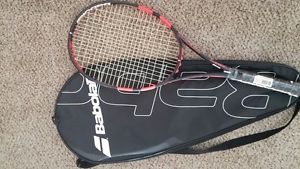 New Babolat Pure Strike Tour tennis Racquet 4 1/2 , case, strung w Babolat M7