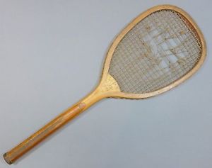 Vtg Antique 19c Wright & Ditson Boston Wood Tennis Racquet Small Grip
