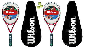 2 X Wilson Cinco Dos BLX Raquetas De Tenis + Cubierta Completa & 3 Pelotas