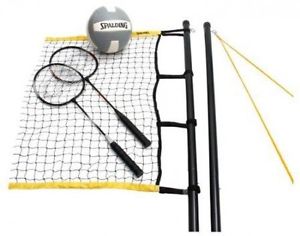 New Premier Combo Net 4 Badminton Racquets 1 Volleyball 3 Shuttles 1 Storage Bag
