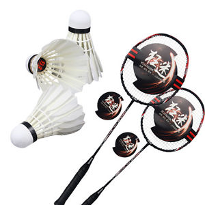 Kuangmi Professional 2 Badminton Racket Racquets 3 Shuttlecks Shuttlecocks Black