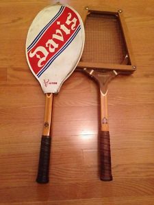 Vintage Lot 2 TAD Davis Imperial Wooden Tennis Racket Racquet w/Frame