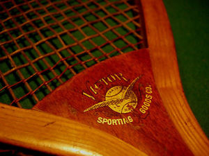 ANTIQUE WOOD TENNIS RACQUET BY: VICTOR SPORTING GOODS...CIRCA: 1908 OXFORD