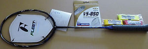 FLEET Triotec T8 badminton racquet racket + VICTOR or ZM string + 3 RKEP grip