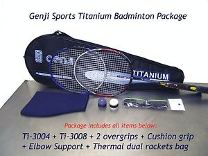 Tournament Player's Badminton Racket Package GENJI Ti3004 + Ti-3008 + MORE
