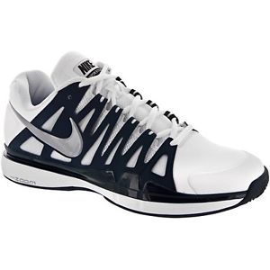 Nike Federer Zoom Vapor 9 Tour Tennis Shoes White/Stadm Grey/Navy. Size 9.5 New