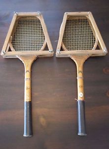 Early 1900's 2 Narragansett Royal FORTY Live Wood Racquets A.G. Spadling Holders
