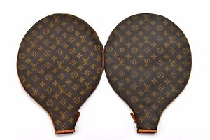 Auth Louis Vuitton Monogram Tennis Racket cover Two sets Rare Great 20141