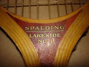 A.G. Spalding & Bros Lakeside No.5 Wood Tennis Racket w/ Press Early 1900's
