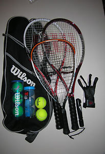 Tennis/Racquetball - Lot of 6 - Wilson, Ektalon, Balls, Glove, case
