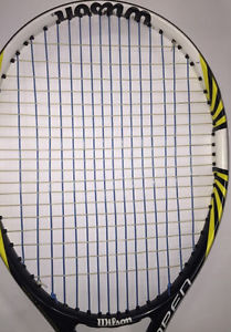 Used WILSON BLX PRO OPEN TENNIS RACQUET 4 3/8 racket 2012 New Strings