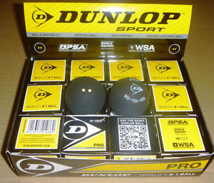 12 x DUNLOP Pro Double Yellow Dot Squash Ball, FREE shipping