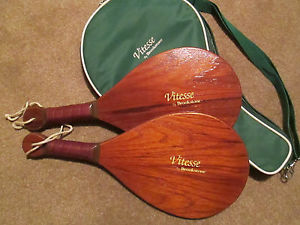 Vitesse Brookstone Wood Paddles Rackets Exc Condition Hand ball? Racquetball?